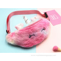 Hot Sale Little Girl Warm Colorful Rainbow Plush Soft Unicorn Fanny Pack Kids Bum Bags Ladies Cute Waist Bag